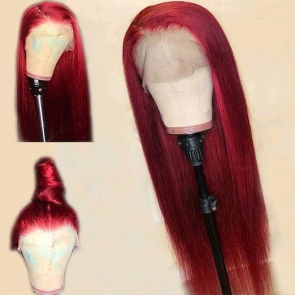 Lace Frontal Red Remy 100% Human Hair Wig 22\